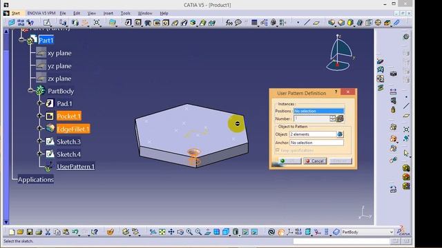 user pattern in Catia V5 R21 смотреть онлайн
