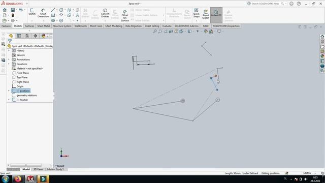 SolidWorks Synthesis of a four bar mechanism for 3 known coupler positions смотреть онлайн