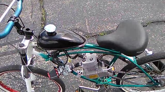 YD100 reverse cylinder 78cc motorized bike part 5 - ride video! смотреть онлайн