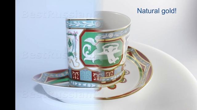 Porcelain cup with saucer - Antique, form heraldic смотреть онлайн