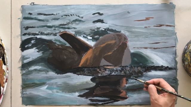 Surfacing Dolphin Acrylic Painting Tutorial by Cheryl Navarro смотреть онлайн
