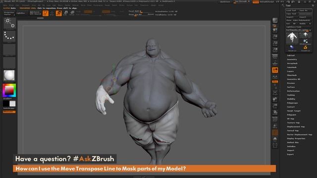 #AskZBrush: “How can I use the Move Transpose Line to Mask parts of my model?” смотреть онлайн
