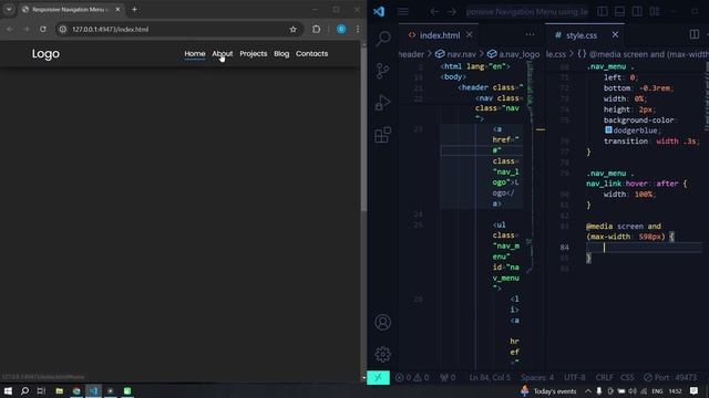 Адаптивное навигационное меню на HTML,CSS & JavaScript | Responsive navbar on HTML, CSS & JavaScrip смотреть онлайн