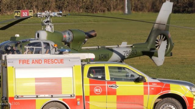 An Army Gazelle helicopter departing City Airport Manchester after a stop to refuel смотреть онлайн