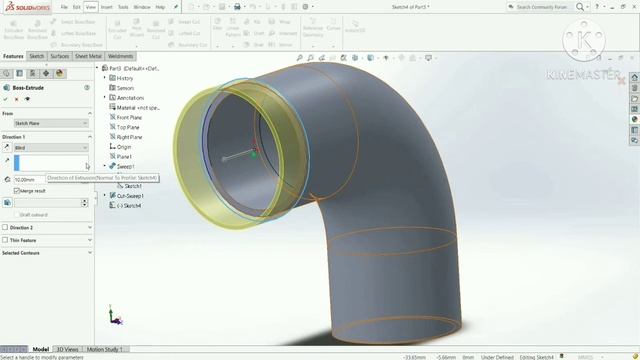 Elbow on Solid works // Solid works tutorial // Design of Elbow on solid works смотреть онлайн