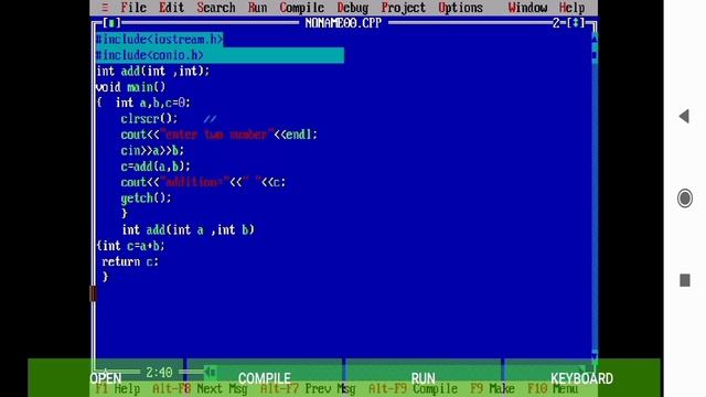 C++ program | Addition by add () function (user defined) смотреть онлайн