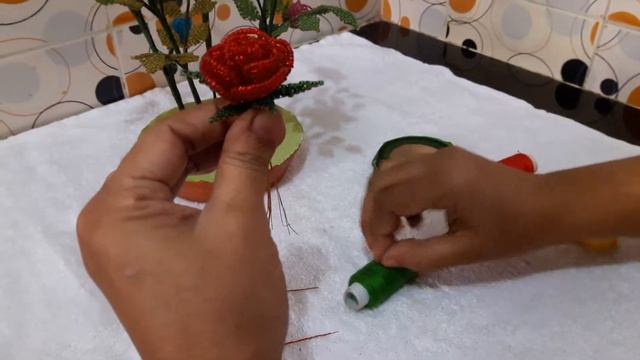 How To Make Seed Beads China Rose Stick Part-2 || Rowshan Ara Handicrafts