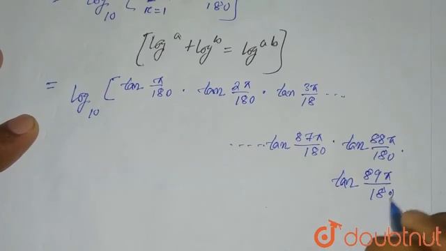The value of sum_(r=1)^(89)log_(10)(tan((pir)/180)) is equal to | 11 | LOGARITHMS | MATHS | OBJ... смотреть онлайн