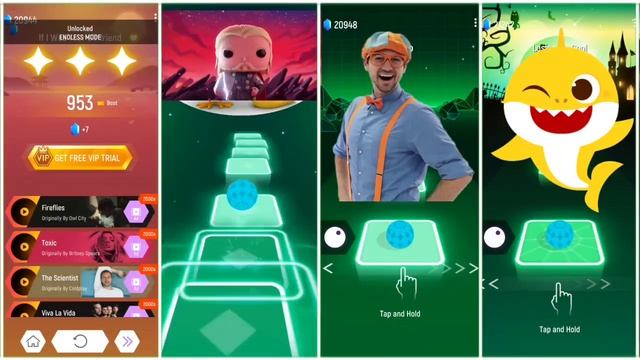 Bluey Bingo 🆚 Funko Pop Marvel 🆚 Blippi Cartoon 🆚 Baby Shark | Tiles Hop EDM Rush Gameplay смотреть онлайн
