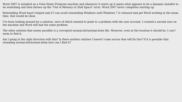 Word 2007 "Out of Memory or Disk Space" Error on launch (2 Solutions!!) смотреть онлайн