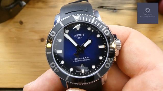 Tissot Seastar 1000 automatic Review 300m black blue dial Powermatic 80 смотреть онлайн