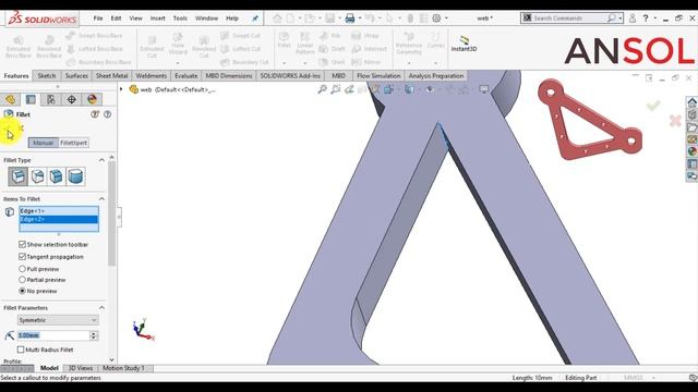 Solidworks tutorials for beginners 12| Web Modeling | Sketch Relations смотреть онлайн