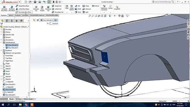 How to create a toy wooden car in SolidWorks (Mustang) смотреть онлайн