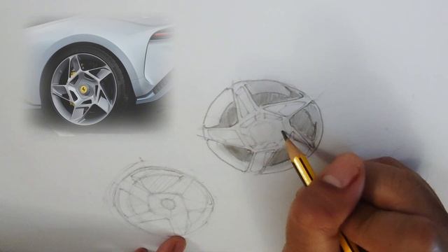 Pencil Drawing FERRARI SP8 2024 Wheel смотреть онлайн