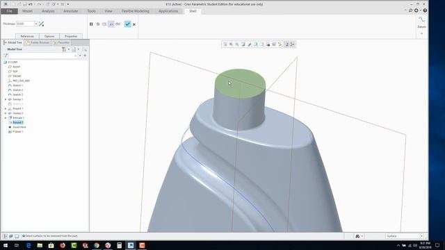 E13 Creo Parametric 5.0 - Sweep Bottle & Threads Tutorial смотреть онлайн