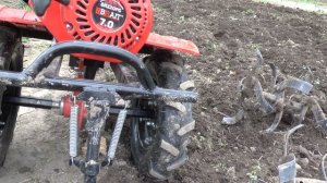 Обзор мотоблока Брайт BR  105PPRO с пониженной, 3 вперёд +1 на зад.  Второй день работы на даче.