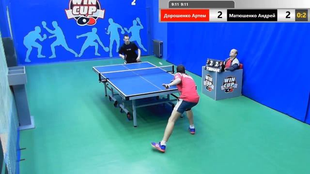 Дорошенко Артём 1 - 3 Матюшенко Андрей  04.04.2019 Зал № 2   Турнир  WIN CUP
