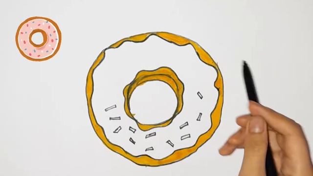 Donut Drawing For Kids. Пончик рисунок для детей. Bolalar Uchun Ponchik Chizish