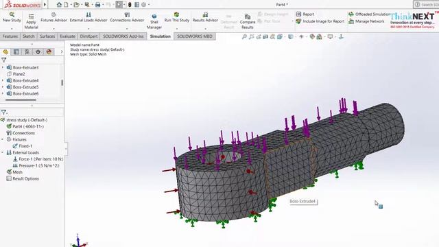 SolidWorks Simulation Tutorial in Hindi Part- 3 I How to Create Mesh & Get Final Results | ThinkNEX смотреть онлайн