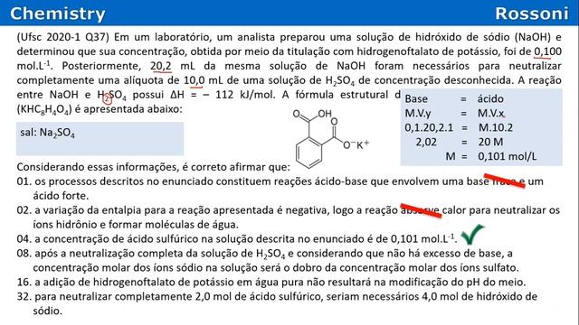 UFSC 2020-1 Questão 37 - Soluções - Titulação - Neutralização смотреть онлайн