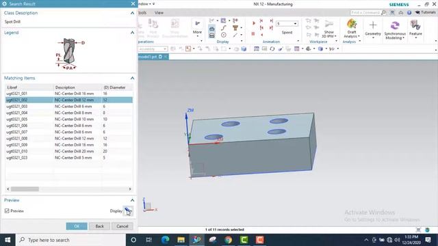spot drilling in nx cam | hole milling operation in nx cam смотреть онлайн