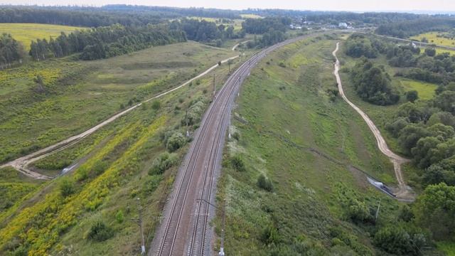 Пролёт над железнодорожным перегоном Чернь - Мценск смотреть онлайн
