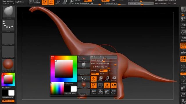 Zbrush Texturing Tutorial - Dinosaur (brachiosaurus) Part 3 смотреть онлайн