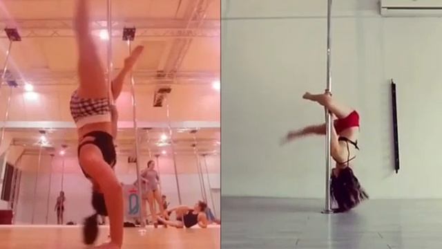 Уроки пол дэнс видео (средний уровень). Переворот из стойки в одноименный вис. смотреть онлайн