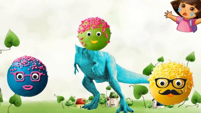 Cake Pop Heads Dinosaur Finger Family Learn Colors Nursery Rhyme For Kids