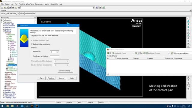 ANSYS APDL. Elasto-plastic shell deformation at contact with a rigid body смотреть онлайн