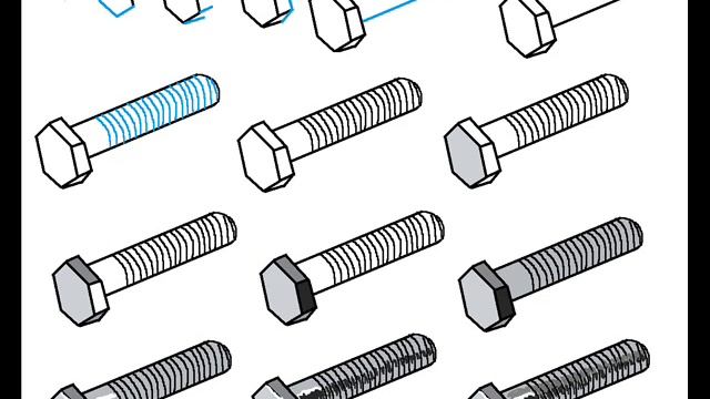How To Draw A Bolt Screw Step By Step Drawing Tutorial смотреть онлайн