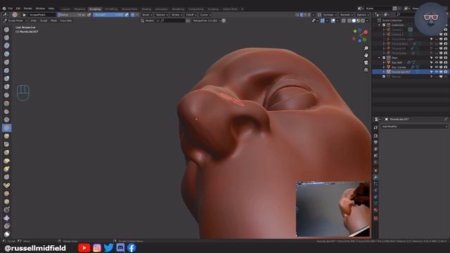 Blender 2.9 - Let's Sculpt a Bust - Part 2 of 4: Eyes, Ears, Nose, & Mouth смотреть онлайн