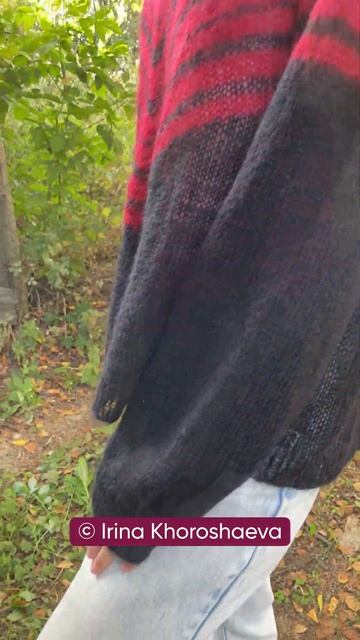 Свитер с круглой кокеткой из кид мохера от Ирины Хорошаевой #вязание #iriscafairytale смотреть онлайн