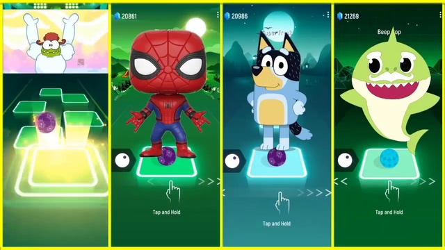 OmNom 🆚 Baby Shark 🆚 Bluey Bingo 🆚 Funko Pop Marvel | Cocomelon Tiles Hop EDM Rush