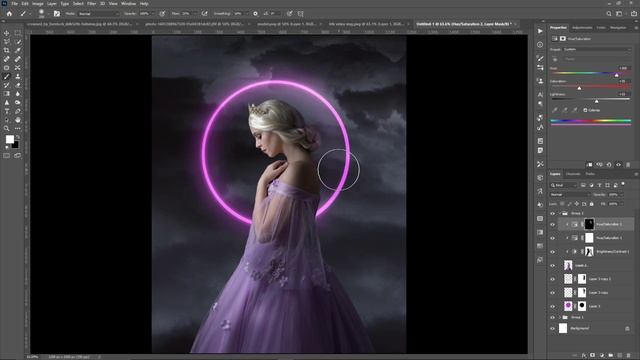 How To Create Neon Ring Angel Manipulation | Realistic Neon Light Effect In Photoshop