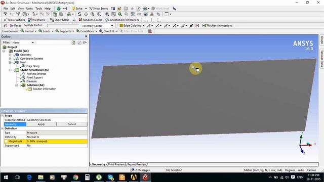Meshing a plate with some difference sizes on edges in Ansys WB смотреть онлайн