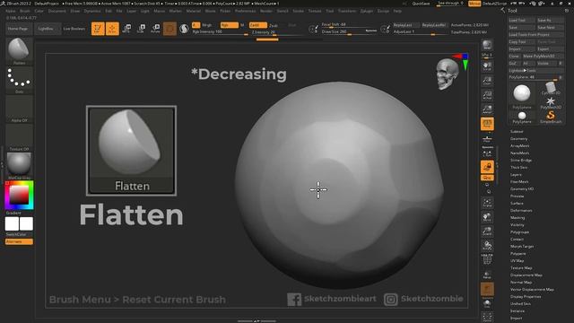Flatten Brush: ZBrush All Brushes смотреть онлайн
