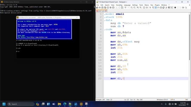 Assembly Language programming 5 |EMU 8086 | assembly input смотреть онлайн