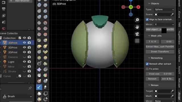 Blender sculpt. Addon JSculpt. Experiment colored primitives and mask extract. смотреть онлайн