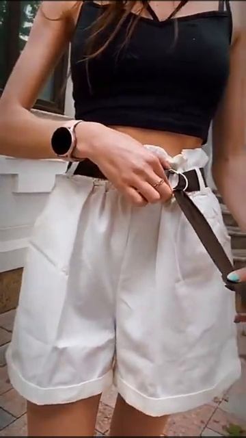 2021 Summer Elegant High Waist Shorts Women Casual Solid Wide Leg Loose Cotton Short Pants With Bel смотреть онлайн