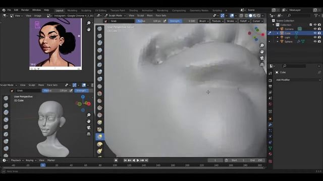 2D to 3D Afro Girl (tobi.xp) 2Hr Character Speedsculpt Blender 3.1.2 смотреть онлайн