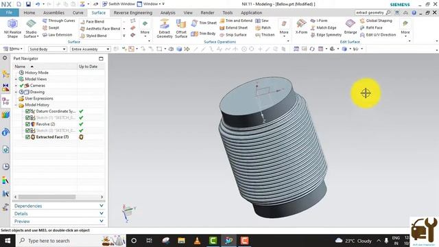 Extract surface from solid body #nx #cad #subscribe смотреть онлайн