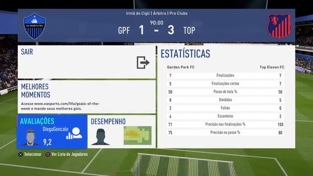 Report EFA Serie C - Top Eleven 3 X 1 Garden Park FC