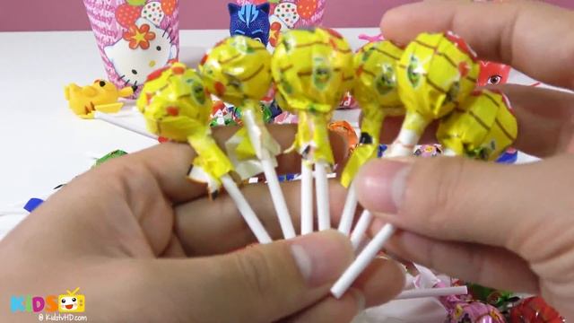Learn Colors Chupa Chups Lollipops cups & PJ Masks Catboy // Kidstvhd.com смотреть онлайн
