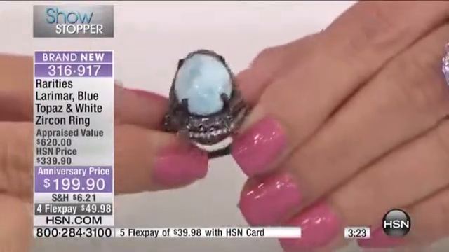 Rarities Larimar, Blue Topaz and White Zircon Ring смотреть онлайн
