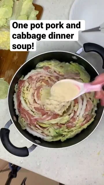 Easy, Delicious, And Healthy One Pot Sliced Pork And Cabbage In Chicken Soup.  Serve With Rice! Yum