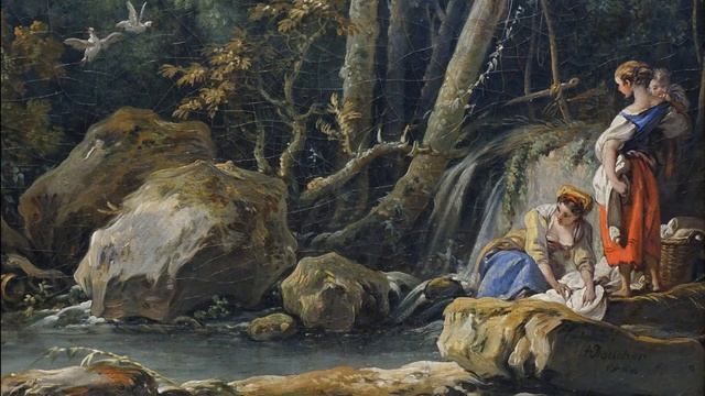 François Boucher, Laundresses in a Landscape, 1760 смотреть онлайн