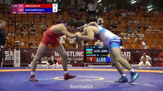 Саак Ованнисян (ARM) - Махаммад Абасзада (AZE) | 80 kg, за бронзу ЧЕ-U17 по вольной борьбе. смотреть онлайн