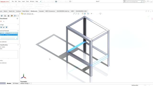 SOLIDWORKS Premium 2019 การทำโครงด้วยเหล็กฉากและรอยเชื่อมรองขาโครง смотреть онлайн