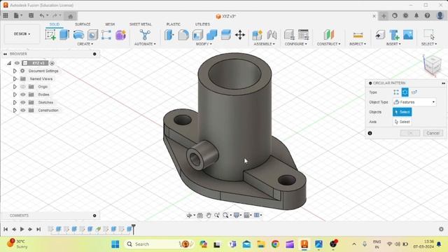 3D Modelling in #fusion360 #3dsketching #mirrorcommand #pipe #extrude смотреть онлайн
